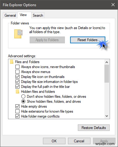 Windows 11/10에서 폴더 보기를 재설정하는 방법 
