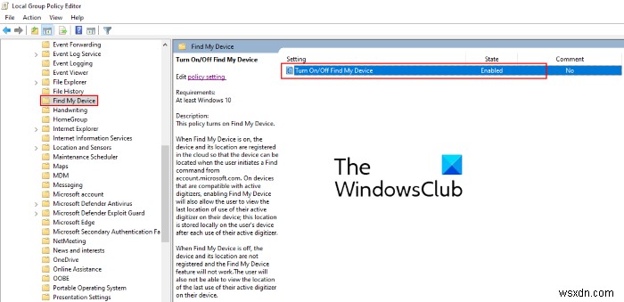 Windows 11/10 설정에서 내 장치 찾기 옵션을 비활성화하는 방법 