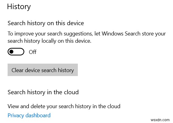 Windows 10에서 작업 표시줄 검색 상자 기록을 지우거나 비활성화하는 방법 