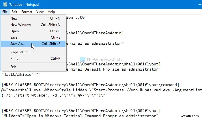 컨텍스트 메뉴에서 Open Windows Terminal을 관리자로 추가하는 방법 