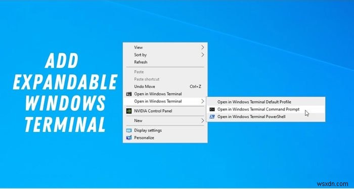 명령 프롬프트에서 Windows 터미널 열기 추가, PowerShell 프로필 상황에 맞는 메뉴 항목 