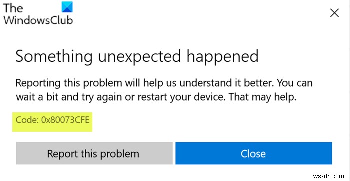 Microsoft Store 오류 0x80073CFE, 패키지 저장소가 손상되었습니다. 