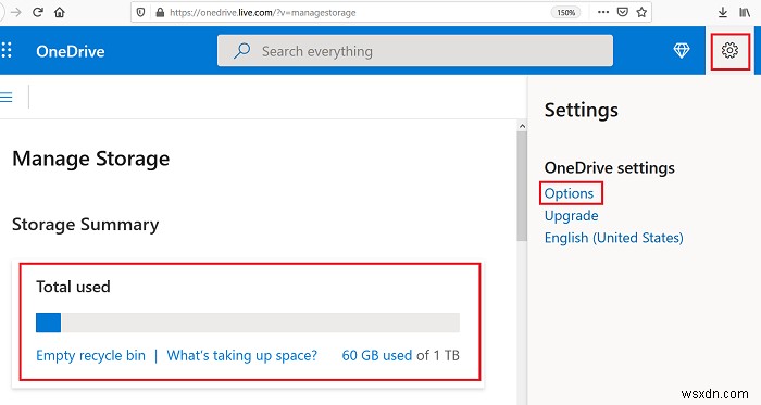 OneDrive 저장 공간을 확인하는 방법 