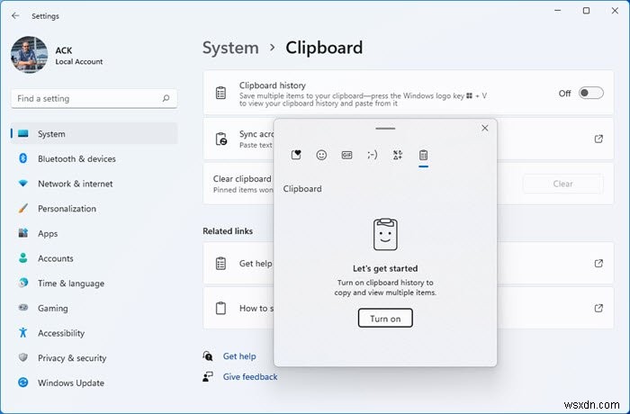 Windows 11/10에서 클립보드 기록 켜기/끄기 및 지우기 방법 