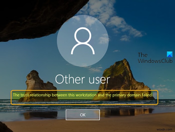 이 워크스테이션과 기본 도메인 간의 신뢰 관계가 실패했습니다. 
