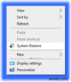 Windows 10에서 컨텍스트 메뉴에 복원 지점 만들기 항목을 추가하는 방법 