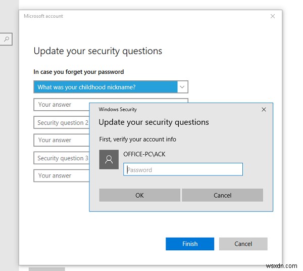 보안 질문을 추가하여 Windows 로컬 계정 암호 재설정 
