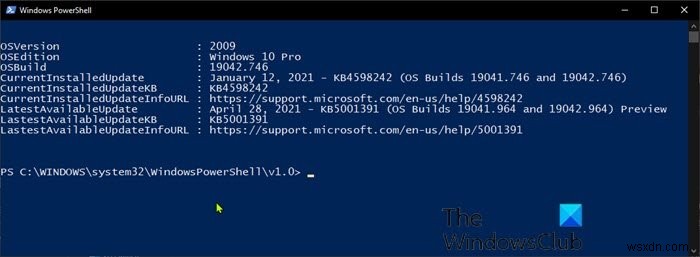 PowerShell 스크립트를 사용하여 Windows 10 최신 패치 정보 가져오기 