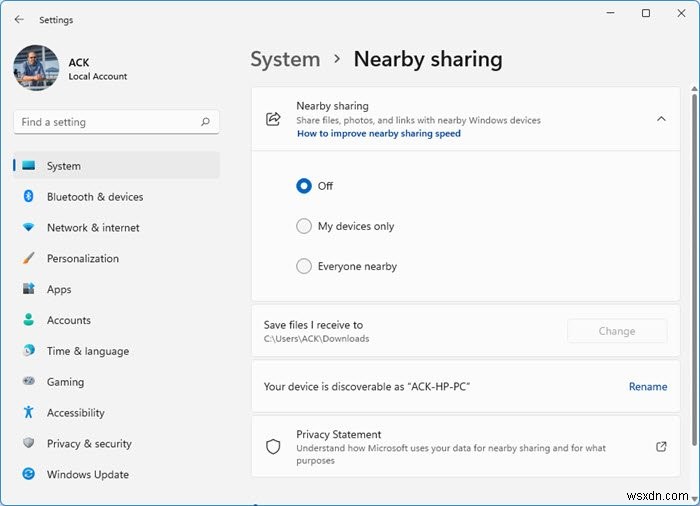 Windows 11/10에서 Nearby Sharing을 활성화하고 사용하는 방법 