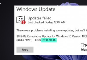 Windows 업데이트 오류 0x800f0982 수정 
