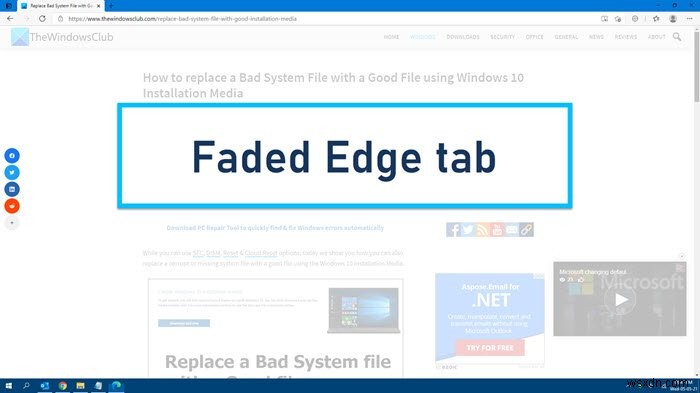 Windows 10에서 Microsoft Edge 탭이 흐려짐 