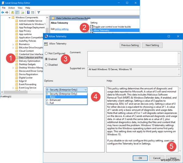 Windows 11/10에서 원격 분석 및 데이터 수집 설정 관리 