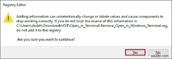 Windows 11/10의 상황에 맞는 메뉴에서 Windows 터미널에서 열기를 추가하거나 제거하는 방법 