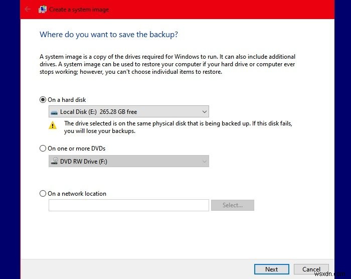 Windows 백업 오류 코드 0x8078012D 수정, 백업 작업 실패 