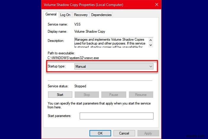 Windows 백업 오류 코드 0x8078012D 수정, 백업 작업 실패 