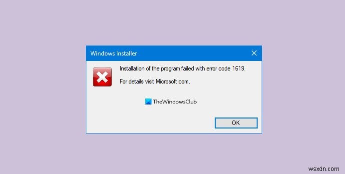 Windows 10의 Windows Installer 오류 1619 