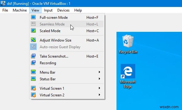 VirtualBox 심리스 모드가 회색으로 표시되거나 작동하지 않습니다. 