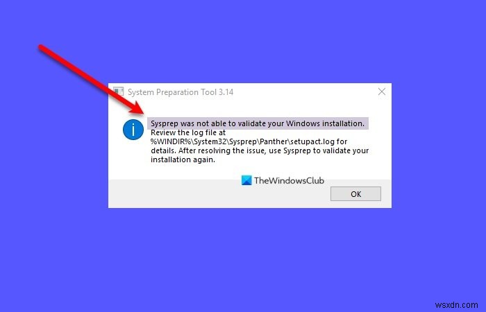 Sysprep이 Windows 설치를 확인할 수 없습니다. 