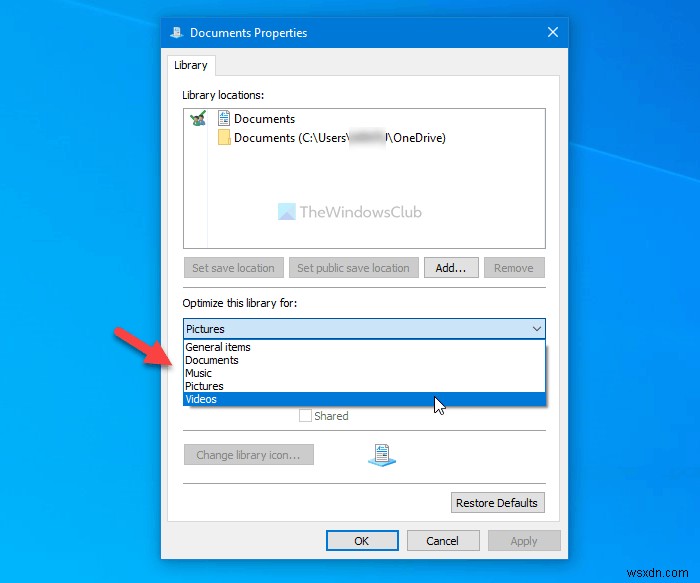 Windows 11/10에서 라이브러리 폴더 템플릿을 변경하는 방법 
