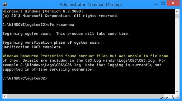 Windows 리소스 보호에서 손상된 파일을 찾았지만 일부를 수정할 수 없습니다. 