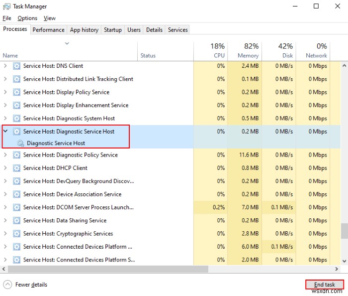 서비스 호스트:Windows 11/10에서 진단 정책 서비스 100% 디스크 사용량 