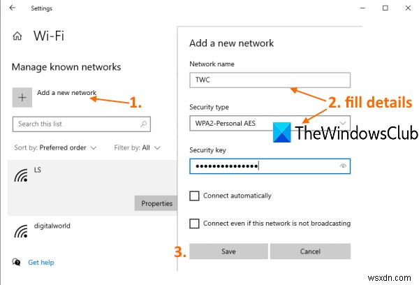 Windows 10에서 새 Wi-Fi 네트워크 프로필을 추가하는 방법 