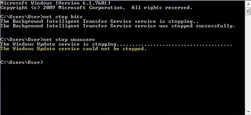 Windows 업데이트 서비스를 중지할 수 없는 문제 수정 