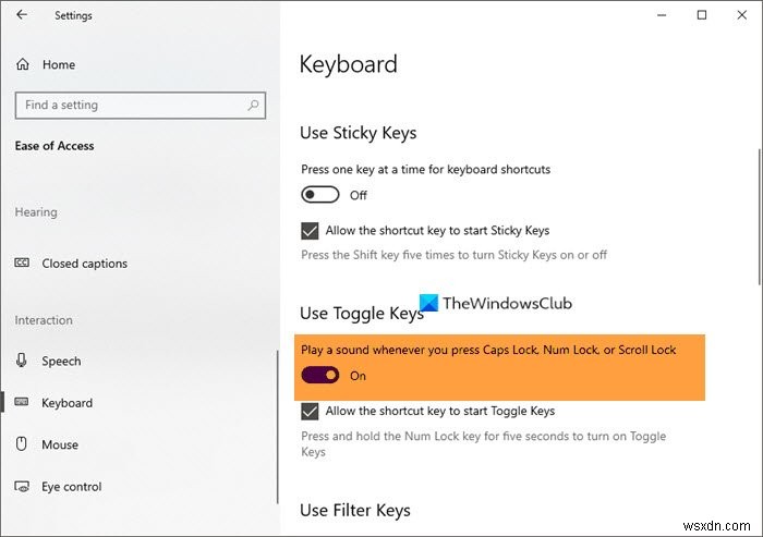 Windows 11/10에서 Caps Lock, Num Lock 또는 Scroll Lock 경고 활성화 
