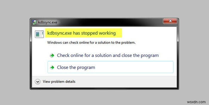 Windows 10에서 kdbsync.exe가 작동하지 않는 문제 수정 