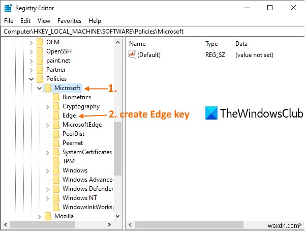 Windows 10에서 레지스트리를 사용하여 Microsoft Edge에서 웹 캡처 비활성화 