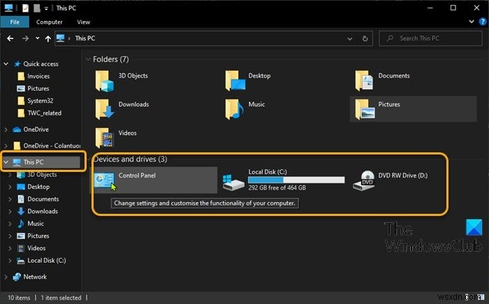 Windows 11/10에서 파일 탐색기에 제어판을 추가하는 방법 