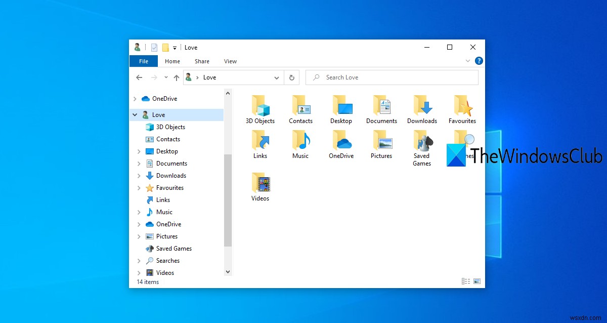 Windows 10 파일 탐색기의 탐색 창에 사용자 프로필 폴더를 추가하는 방법 