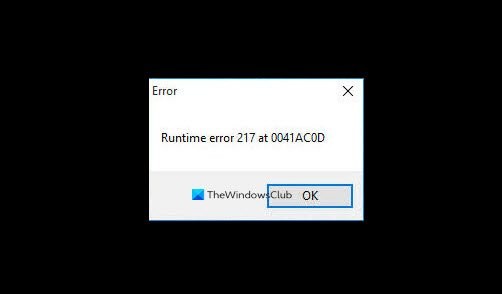 Windows 11/10에서 런타임 오류 217을 수정하는 방법 