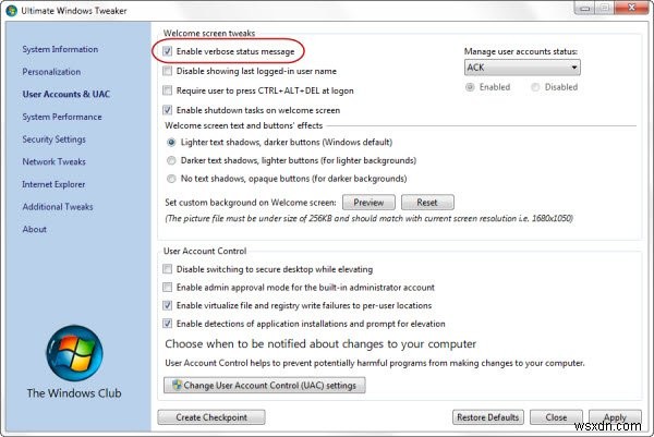 Windows 11/10에서 상세 또는 매우 상세한 상태 메시지 활성화 