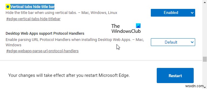 Microsoft Edge에서 세로 탭이 있는 제목 표시줄을 숨기는 방법 