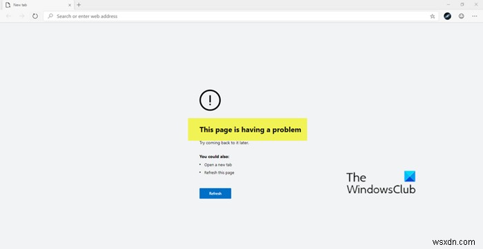 Microsoft Edge에서 이 페이지에 문제 오류가 있습니다. 