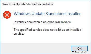 Windows 업데이트 또는 Microsoft Store용 오류 코드 0x80070424 수정 