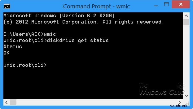 WMIC를 사용하여 Windows 11/10에서 기본적으로 하드 디스크 상태 확인 