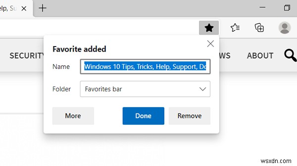 Microsoft Edge 브라우저에서 즐겨찾기를 관리하는 방법 