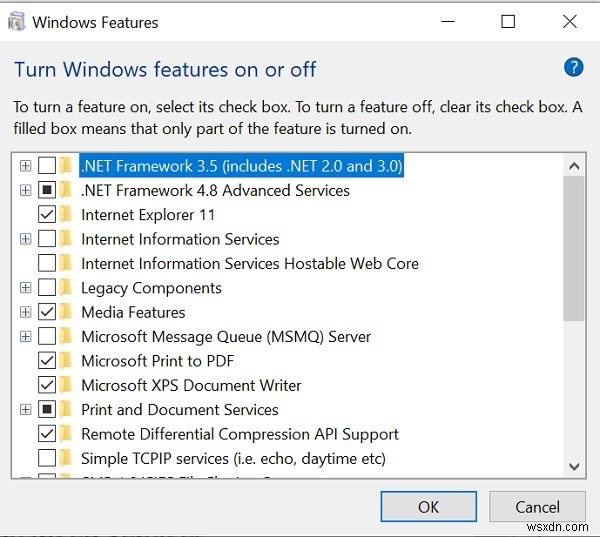 Windows 선택적 기능 설명 – Windows 11/10 