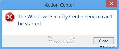 Windows 보안 센터 서비스를 시작할 수 없습니다 