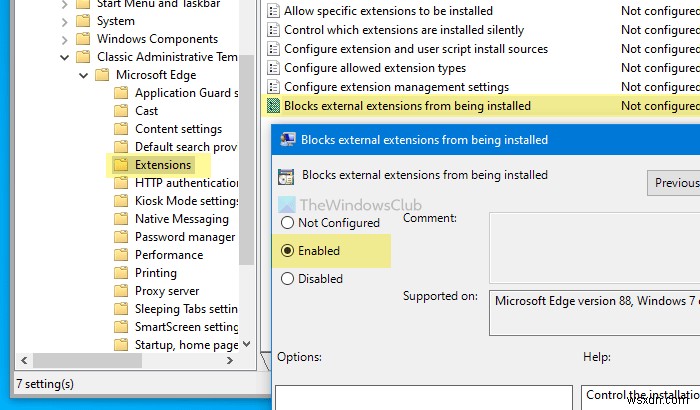 사용자가 Microsoft Edge에서 확장을 설치하지 못하도록 하는 방법 