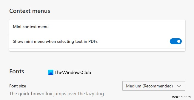 Microsoft Edge에서 PDF 파일의 미니 메뉴를 활성화 또는 비활성화하는 방법 