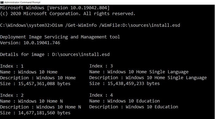Windows 10 Multiple Edition ISO에서 특정 Windows 버전 추출 