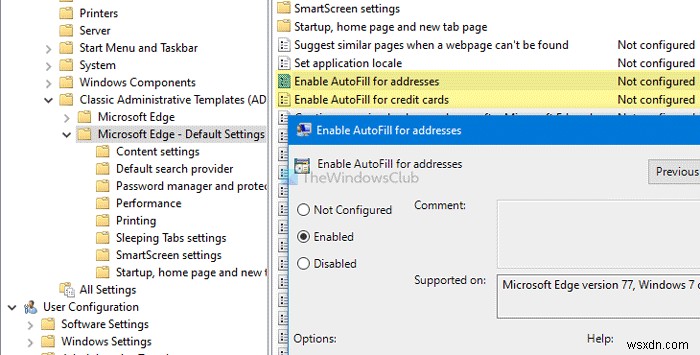Windows 10의 Edge에서 주소 및 신용 카드에 대한 자동 완성을 활성화 또는 비활성화하는 방법 