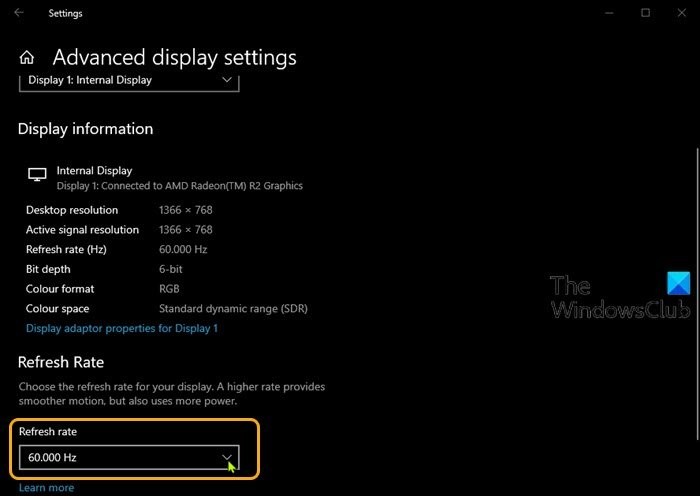 Windows 11/10의 디스플레이 옵션에 144Hz 옵션이 표시되지 않음 