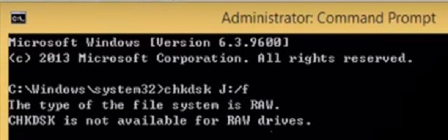 파일 시스템 유형은 RAW이고 CHKDSK는 RAW 드라이브에 사용할 수 없습니다. 