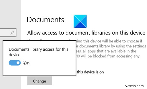 Windows 11/10에서 앱의 문서 라이브러리 액세스 허용 또는 비활성화 