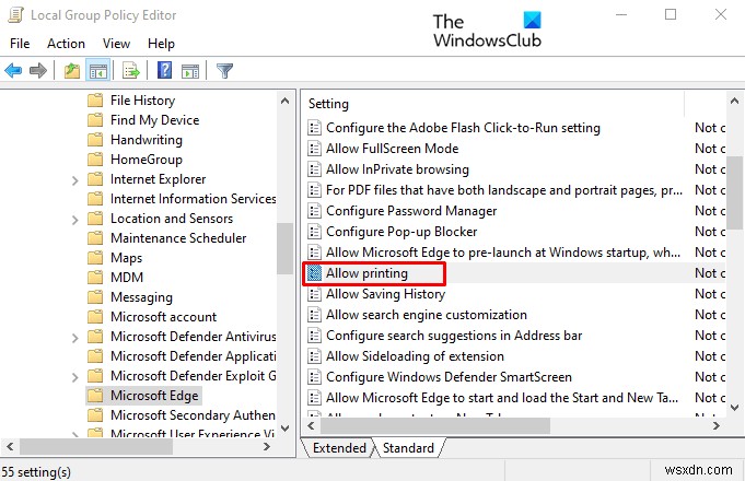 Windows 10의 Microsoft Edge에서 인쇄를 활성화 또는 비활성화하는 방법 
