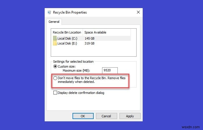 Windows 11/10에서 삭제된 파일이 휴지통에 표시되지 않음 